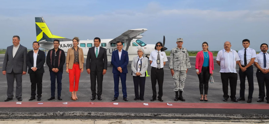 Inaugura Alcalde Mario López inicio de operaciones de aerolínea regional Aerus en Matamoros