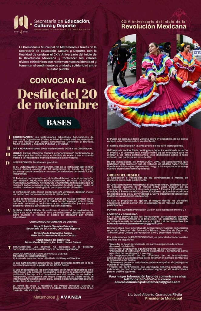 Convocatoria Desfile 20 de Noviembre 2024