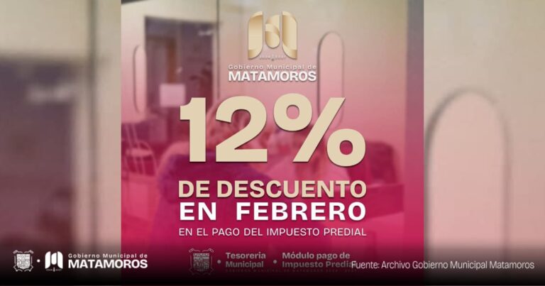 Durante Febrero; Descuento del 12% en Pago del Predial