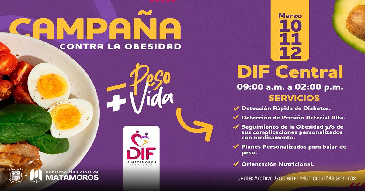 Amplía DIF Matamoros Campaña de Detección y prevención de la Diabetes