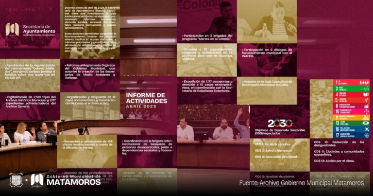 Avanza Matamoros: Gobierno Municipal presenta importantes logros durante el mes de abril