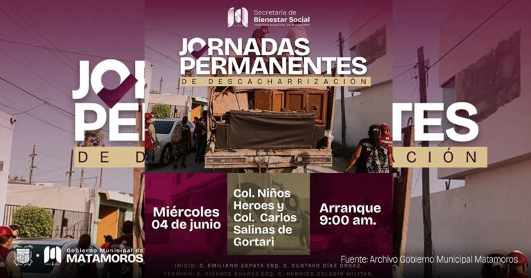 Jornadas permanentes de descacharrización llegan a las colonias Niños Héroes y Carlos Salinas de Gortari