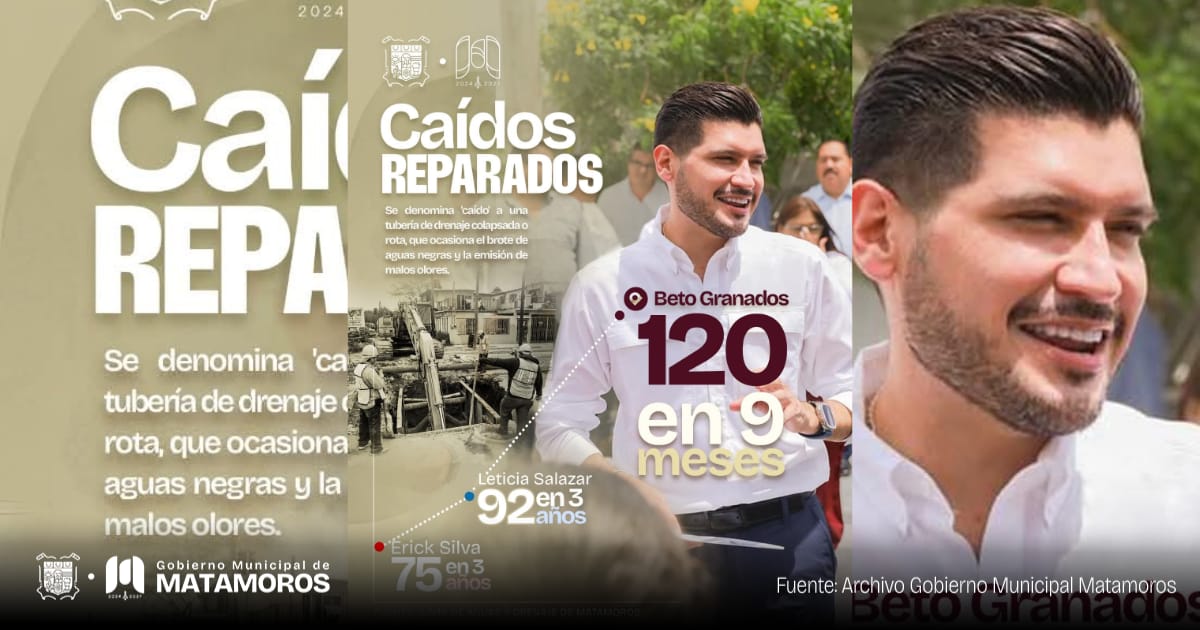 Matamoros avanza con fuerza: 120 caídos reparados en solo 9 meses