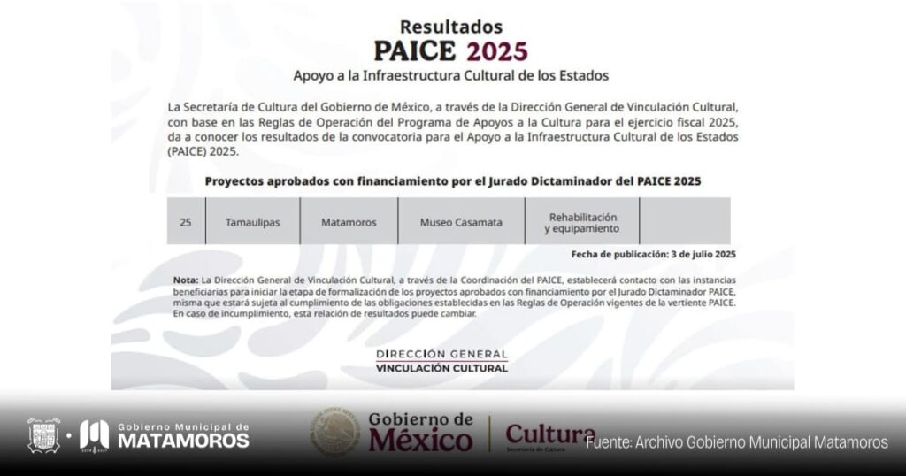 El Museo Casamata de Matamoros recibe apoyo del PAICE 2025 para fortalecer su infraestructura