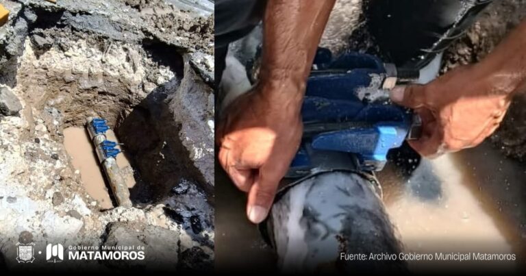 Gobierno de Matamoros repara fuga de agua en la colonia Acuario 2001