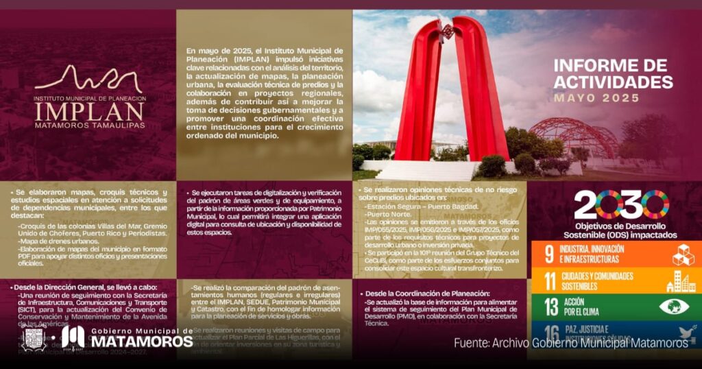 Gobierno municipal fortalece la planeación urbana para el Renacimiento de Matamoros