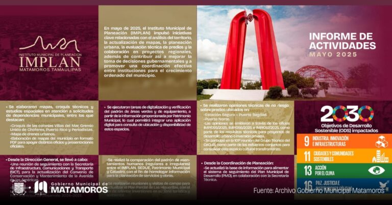 Gobierno municipal fortalece la planeación urbana para el Renacimiento de Matamoros