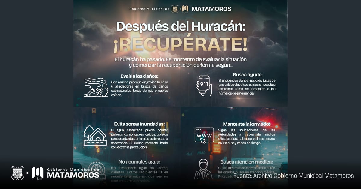 Gobierno de Matamoros emite recomendaciones para la temporada de huracanes