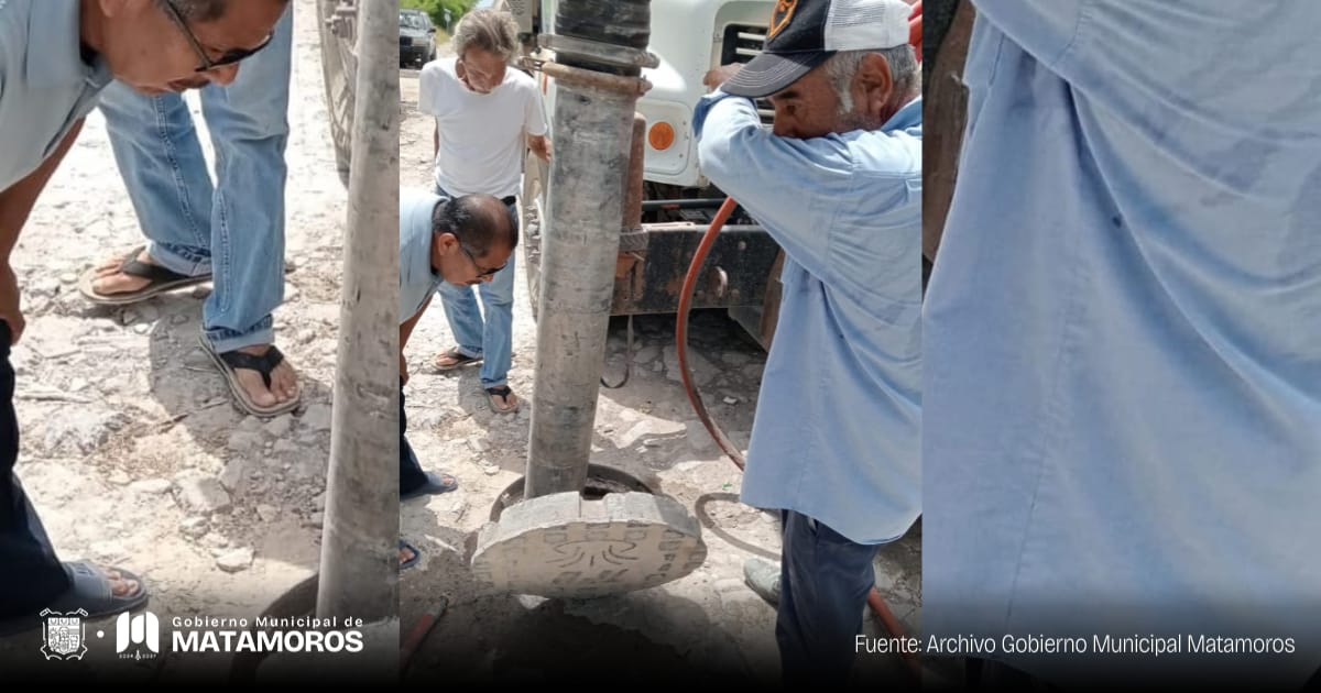 Gobierno de Matamoros realiza limpieza de drenaje en la colonia Los Olivos