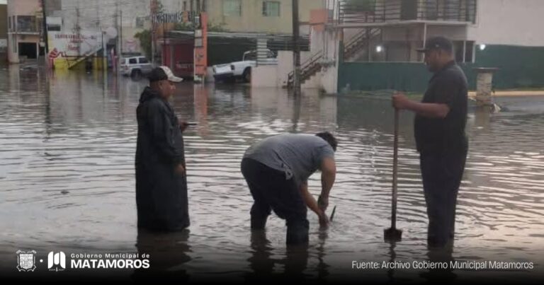 Cae una pulgada de lluvia en Matamoros durante la tarde