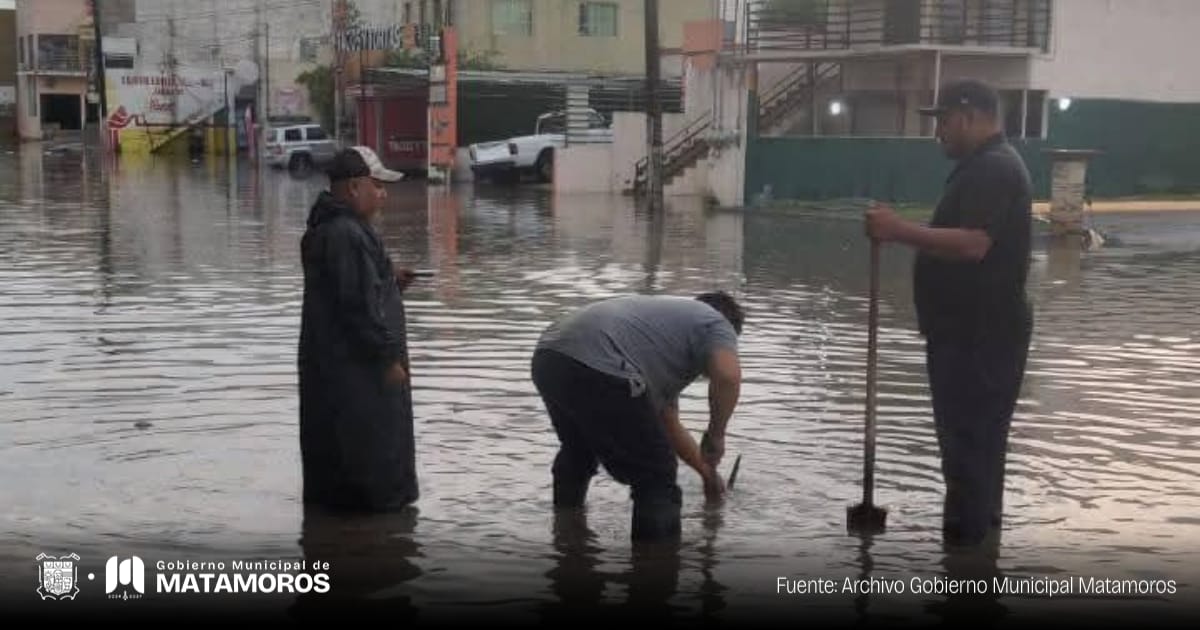 Cae una pulgada de lluvia en Matamoros durante la tarde