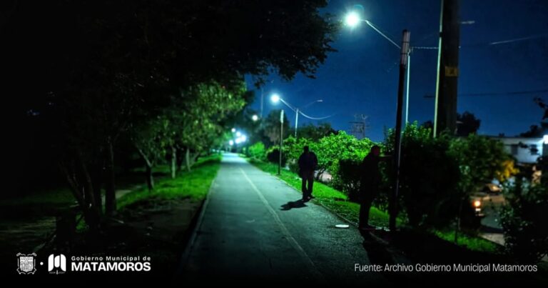 Gobierno de Matamoros avanza en la rehabilitación del alumbrado público del bordo del Río Bravo