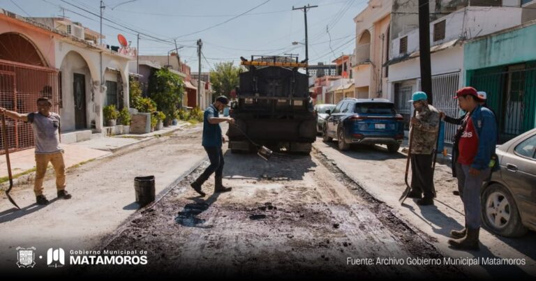 Gobierno de Matamoros mejora vialidades en Hacienda del Puente, Infonavit Buenavista y avenidas principales