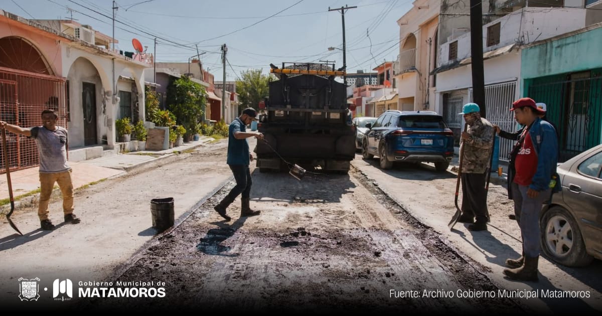 Gobierno de Matamoros mejora vialidades en Hacienda del Puente, Infonavit Buenavista y avenidas principales