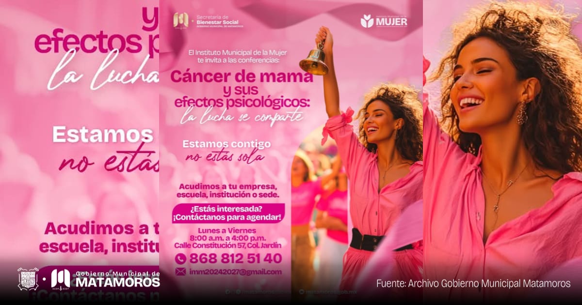 Gobierno de Matamoros ofrece acompañamiento a las mujeres que luchan contra el cáncer de mamá