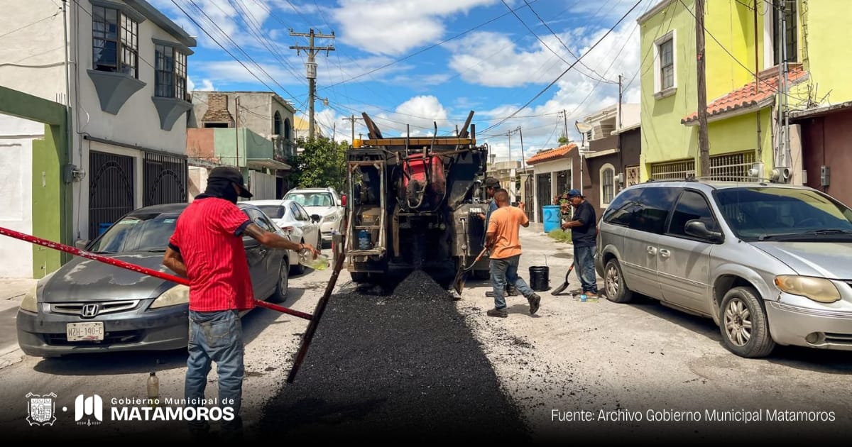 Obras de mejoramiento vial en colonias como Magisterial CBTIS y Quinta Real impulsan el renacimiento de Matamoros
