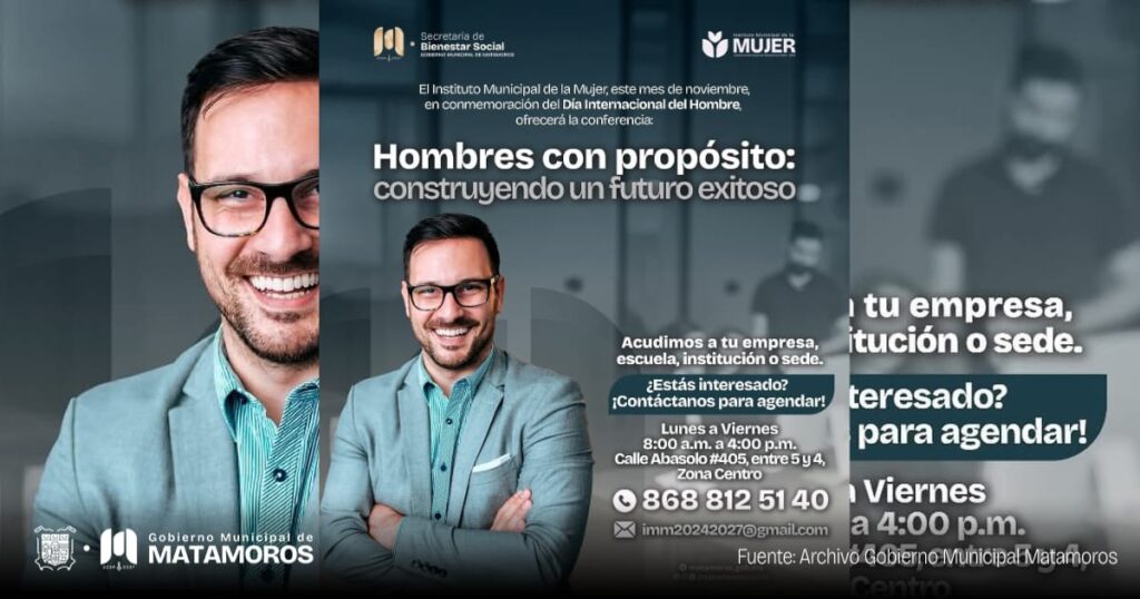 Gobierno de Matamoros impulsa el bienestar masculino con la conferencia “Hombres con propósito”