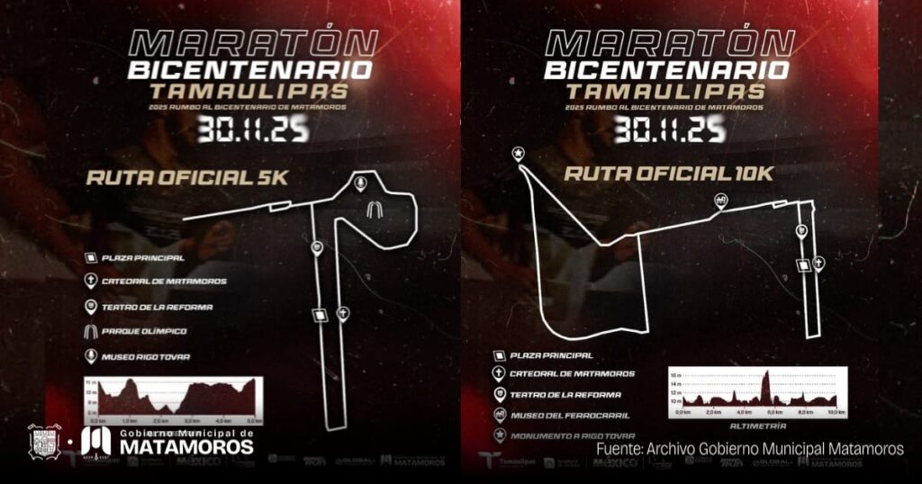 Gobierno de Matamoros presenta rutas oficiales del Maratón Bicentenario Tamaulipas 2025