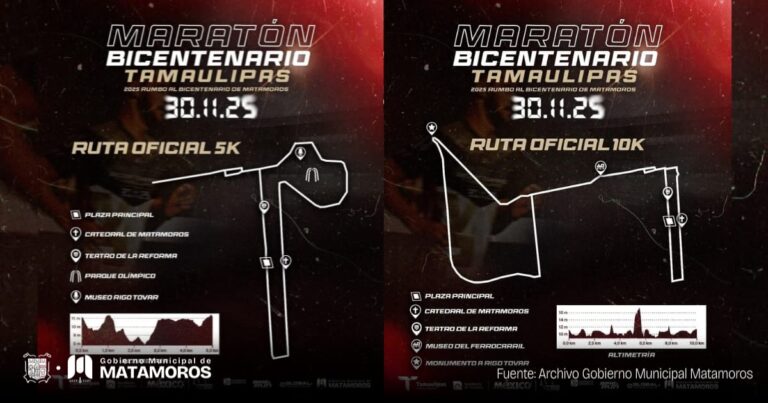 Gobierno de Matamoros presenta rutas oficiales del Maratón Bicentenario Tamaulipas 2025