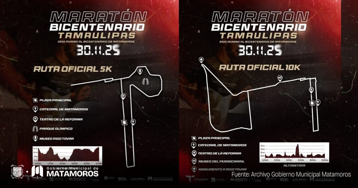 Gobierno de Matamoros presenta rutas oficiales del Maratón Bicentenario Tamaulipas 2025