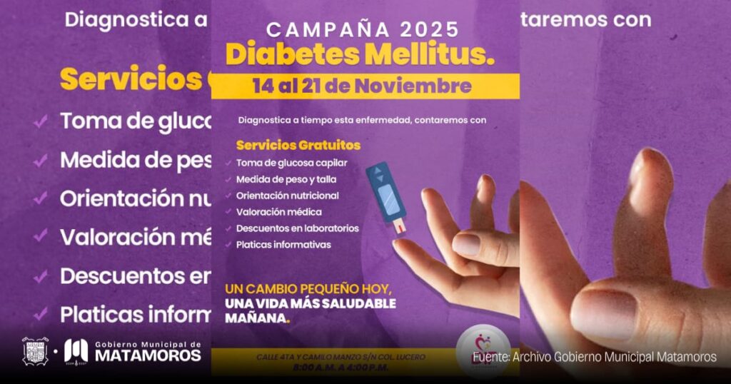 Impulsa DIF Matamoros campaña de prevención y detección en el marco del Día Mundial de la Diabetes