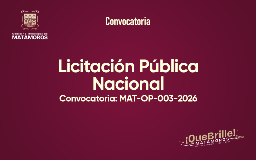 Licitación Pública Nacional. Convocatoria MAT-OP-003-2026. (BANOBRAS-FAIS-002/2026 y BANOBRAS-FAIS-006/2026)