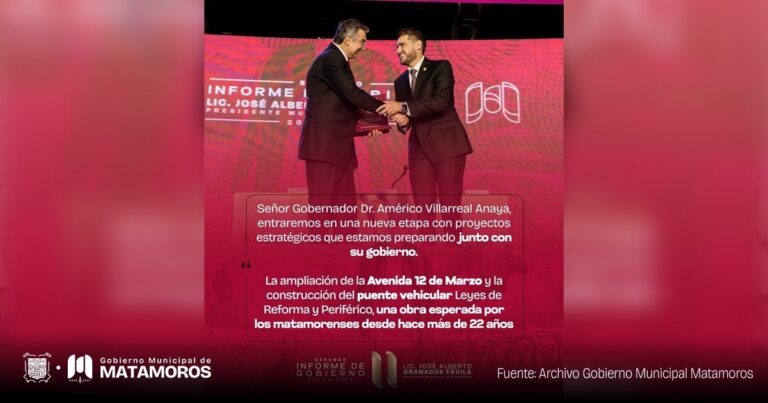 Matamoros entra en una nueva etapa con proyectos estratégicos en coordinación con el Gobierno de Tamaulipas